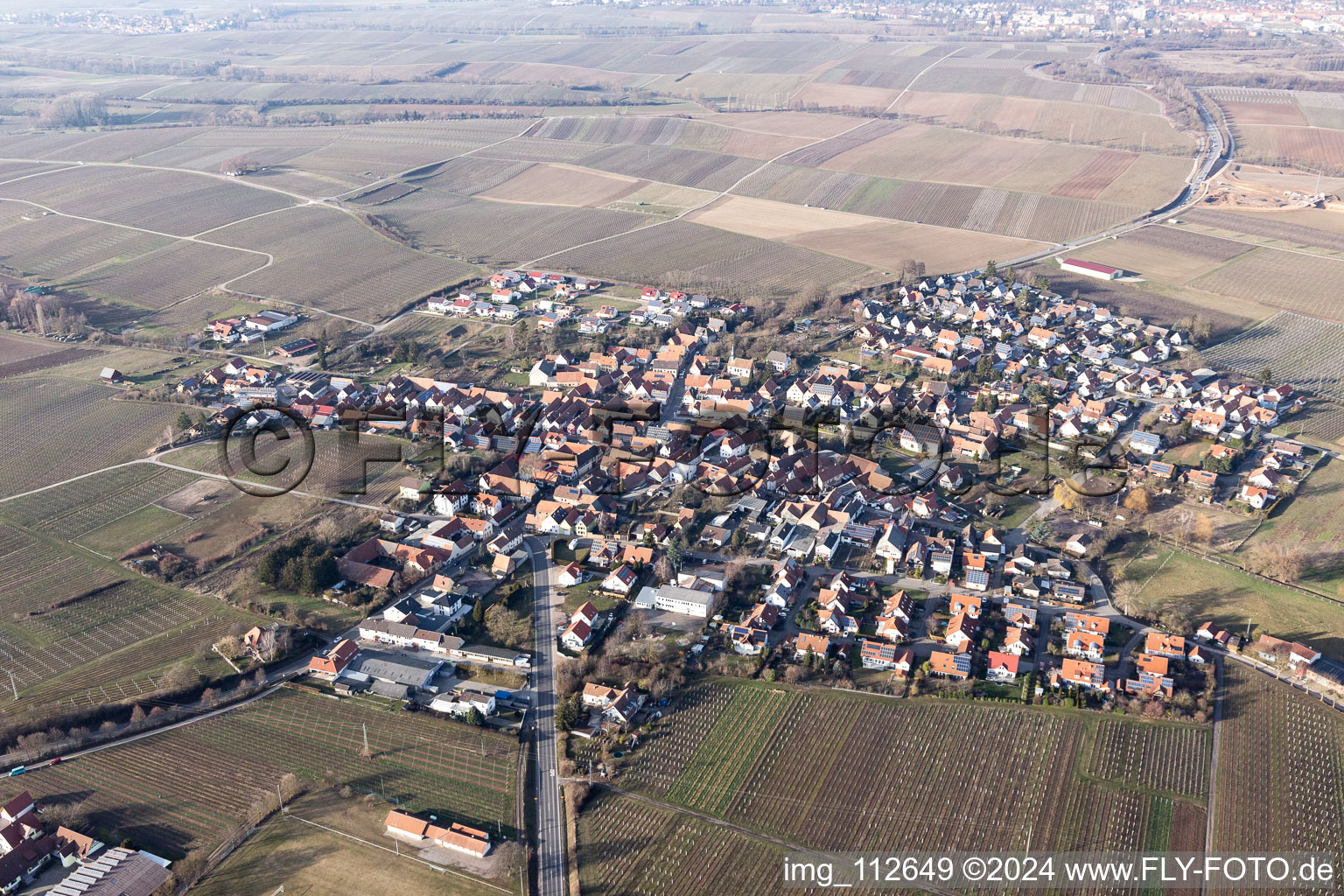 Impflingen in the state Rhineland-Palatinate, Germany seen from above