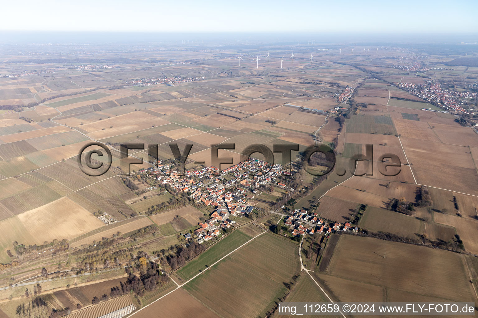 Steinfeld in the state Rhineland-Palatinate, Germany from the plane