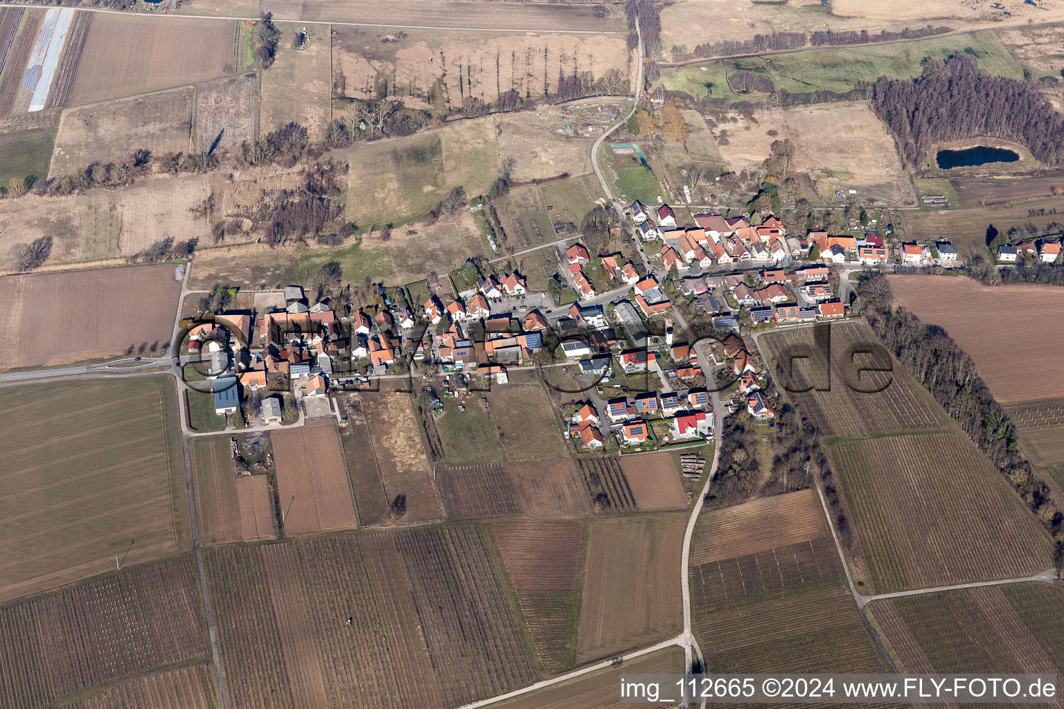 Aerial view of Hergersweiler in the state Rhineland-Palatinate, Germany