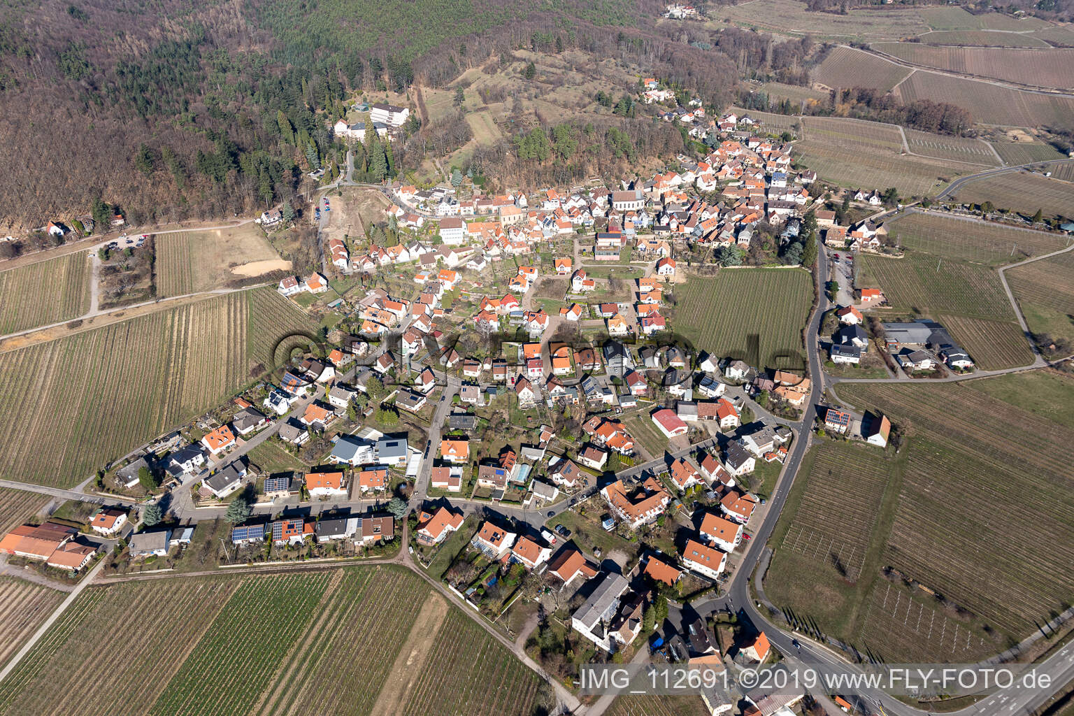 Aerial photograpy of Gleisweiler in the state Rhineland-Palatinate, Germany
