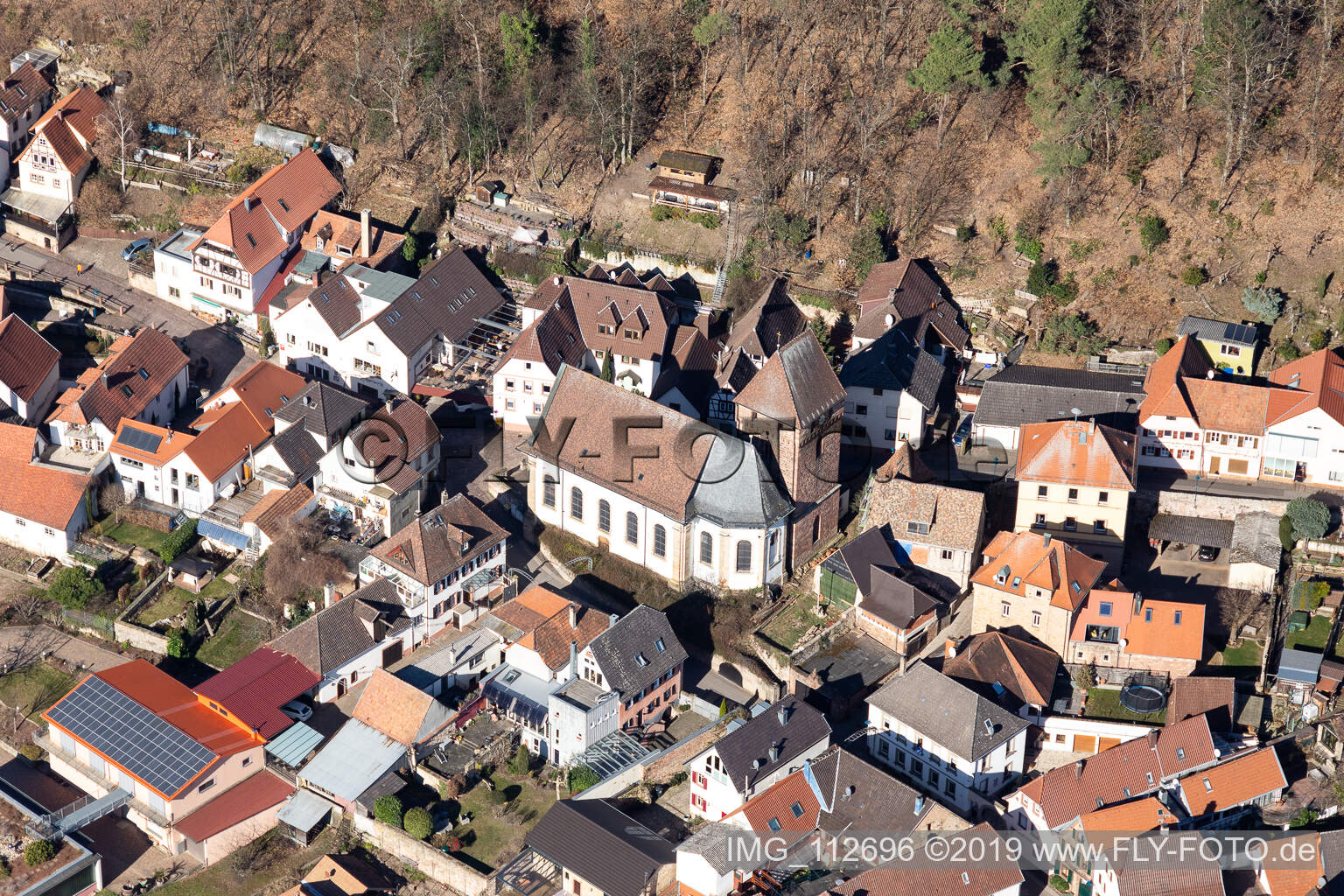 Gleisweiler in the state Rhineland-Palatinate, Germany from above