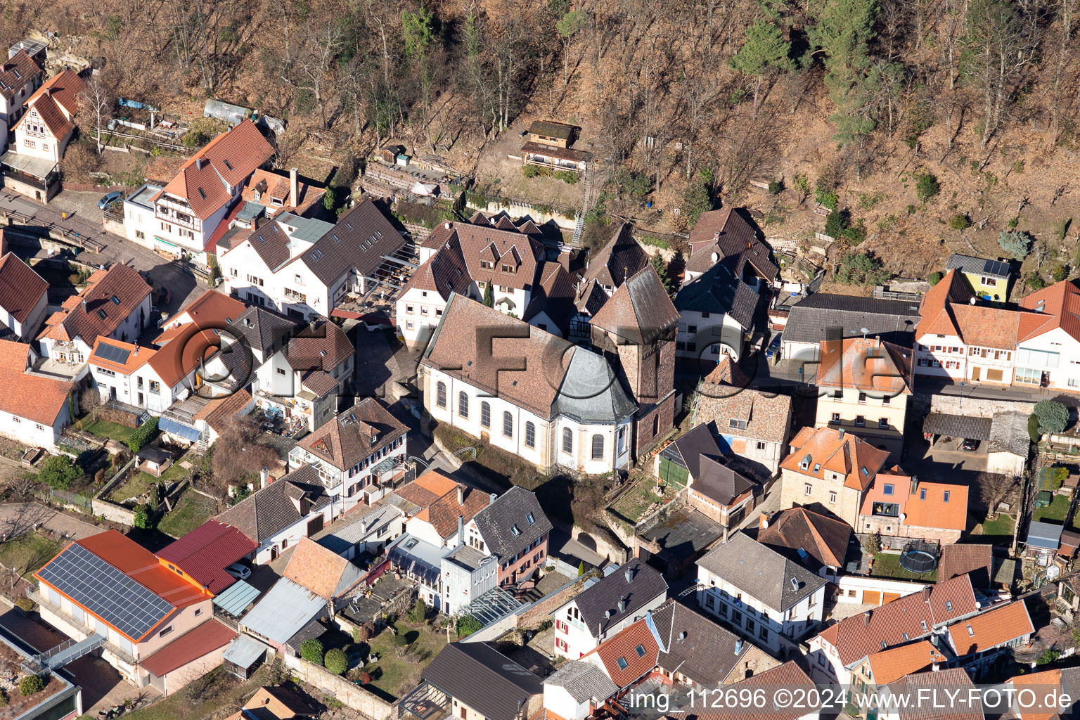 Oblique view of Gleisweiler in the state Rhineland-Palatinate, Germany