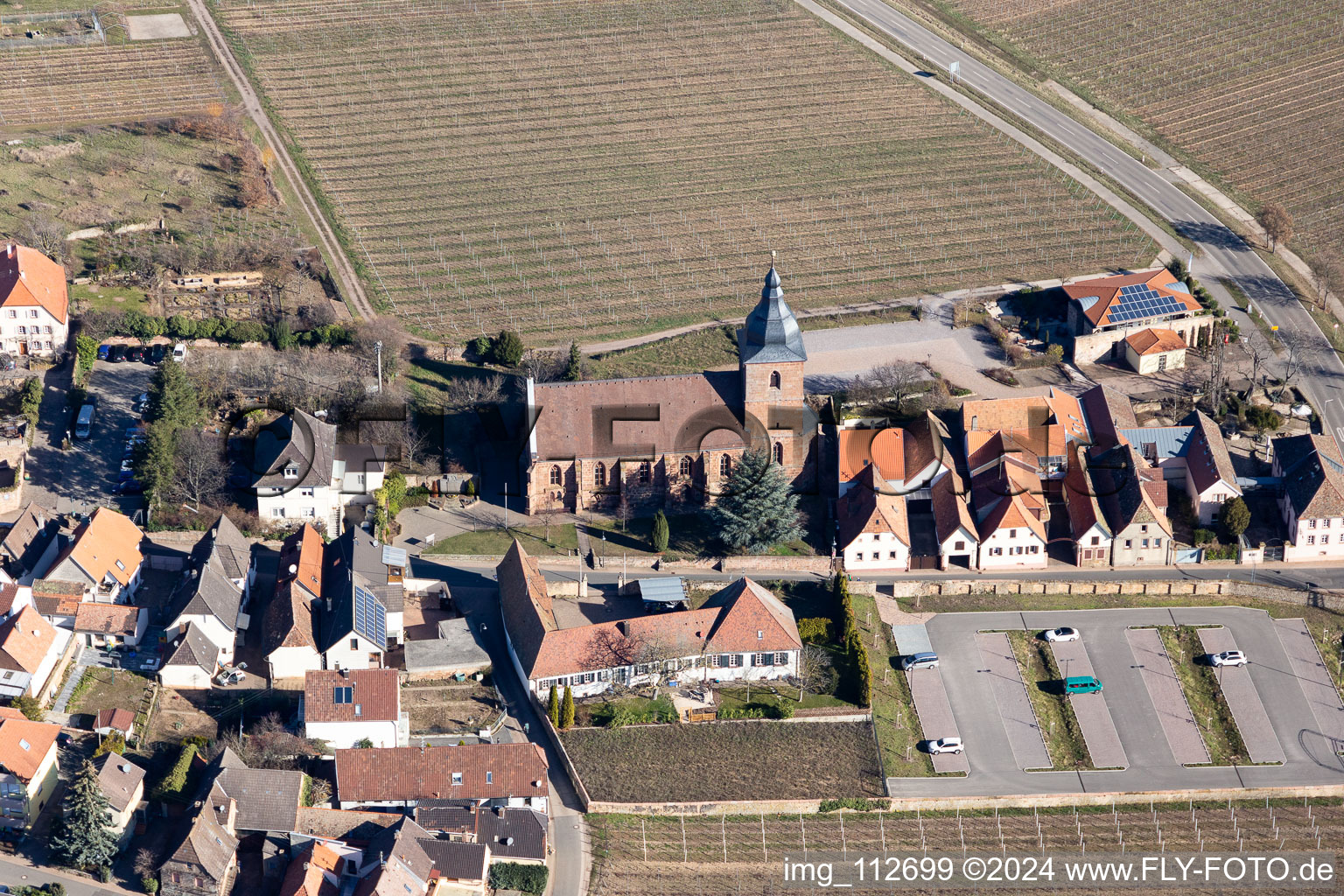 Burrweiler in the state Rhineland-Palatinate, Germany viewn from the air