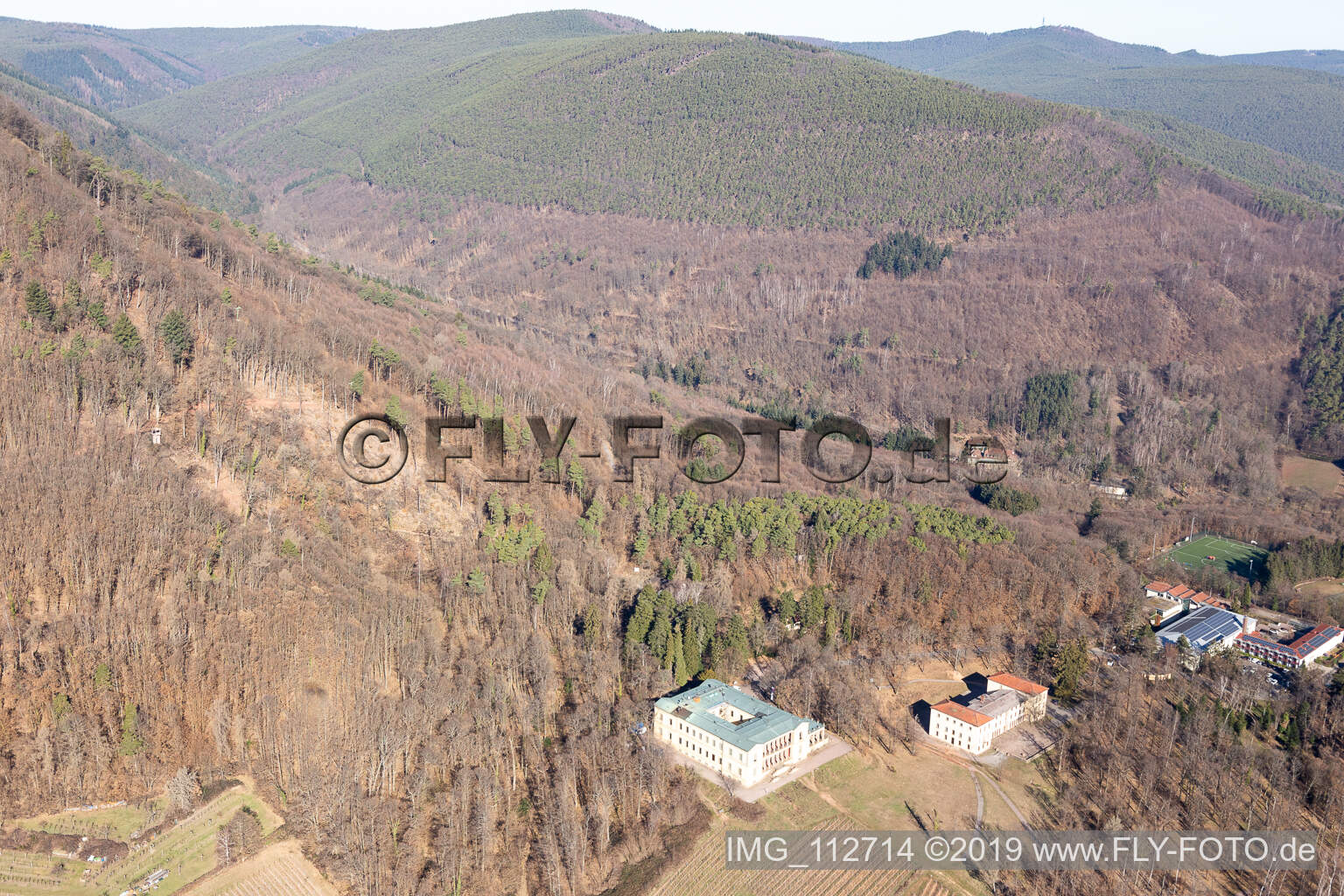 Aerial photograpy of Villa Ludwigshöhe Castle in Edenkoben in the state Rhineland-Palatinate, Germany