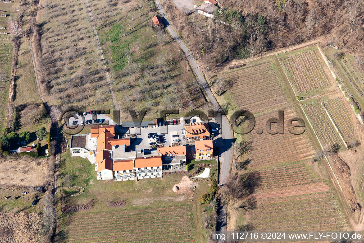 Bird's eye view of Rhodt unter Rietburg in the state Rhineland-Palatinate, Germany