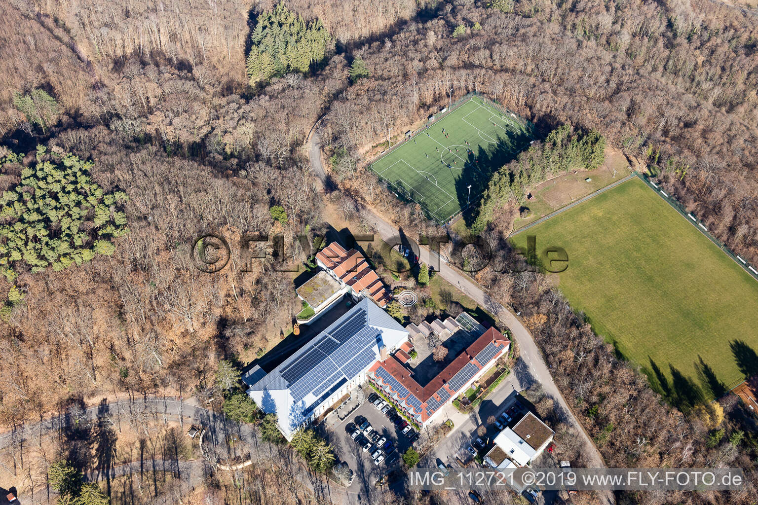Aerial view of Sports school, SW-Deutscher FV eV in Edenkoben in the state Rhineland-Palatinate, Germany