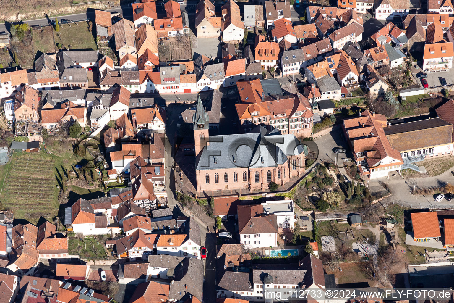 Sankt Martin in the state Rhineland-Palatinate, Germany from above