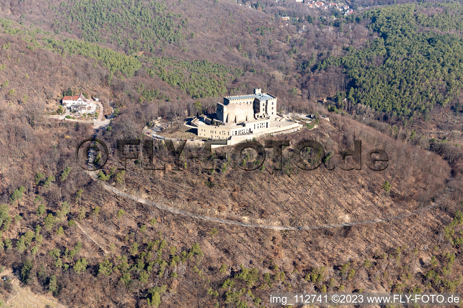 Hambach Castle in the district Diedesfeld in Neustadt an der Weinstraße in the state Rhineland-Palatinate, Germany out of the air