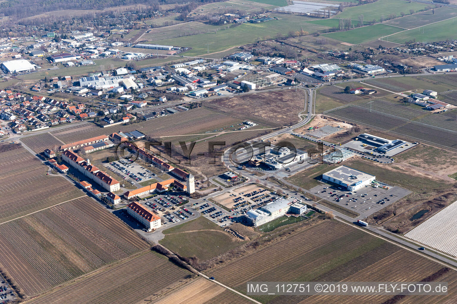 Aerial photograpy of Pfizenmeier Fitness in Neustadt an der Weinstraße in the state Rhineland-Palatinate, Germany