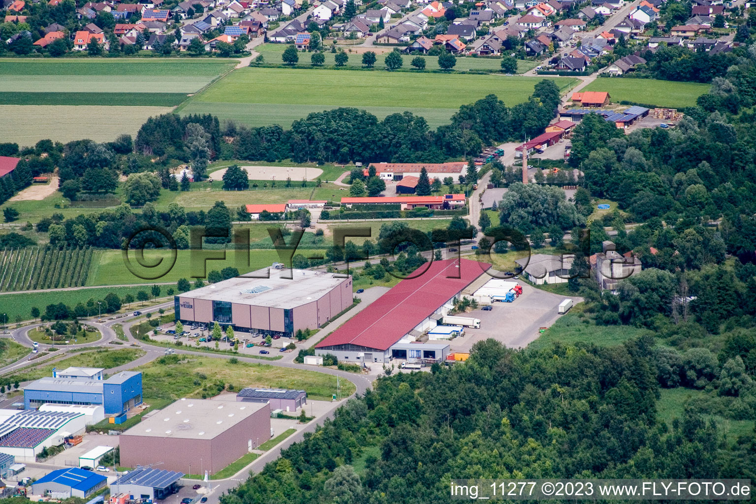 Aerial view of Industrial area West in the district Herxheim in Herxheim bei Landau in the state Rhineland-Palatinate, Germany