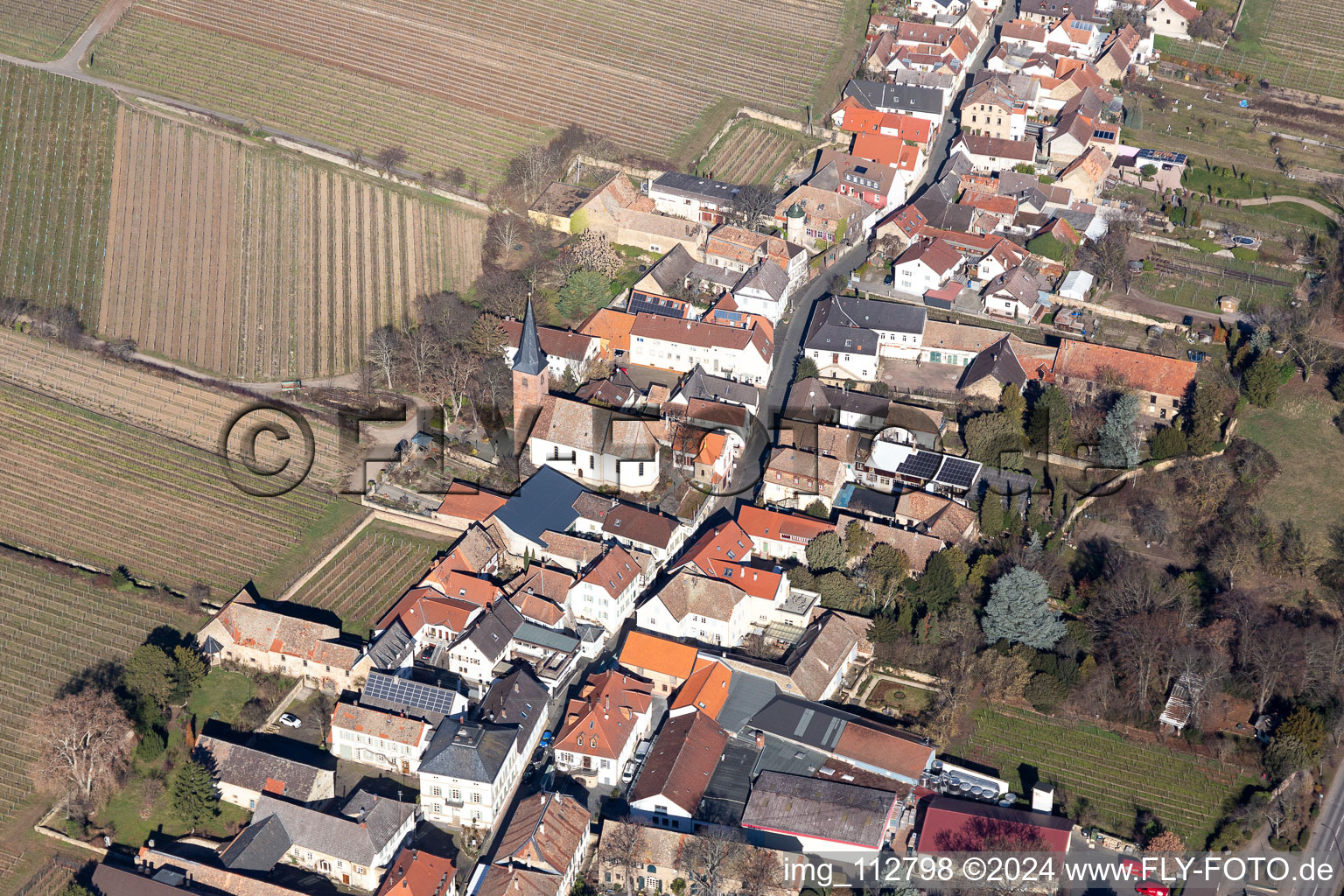 Forst an der Weinstraße in the state Rhineland-Palatinate, Germany viewn from the air