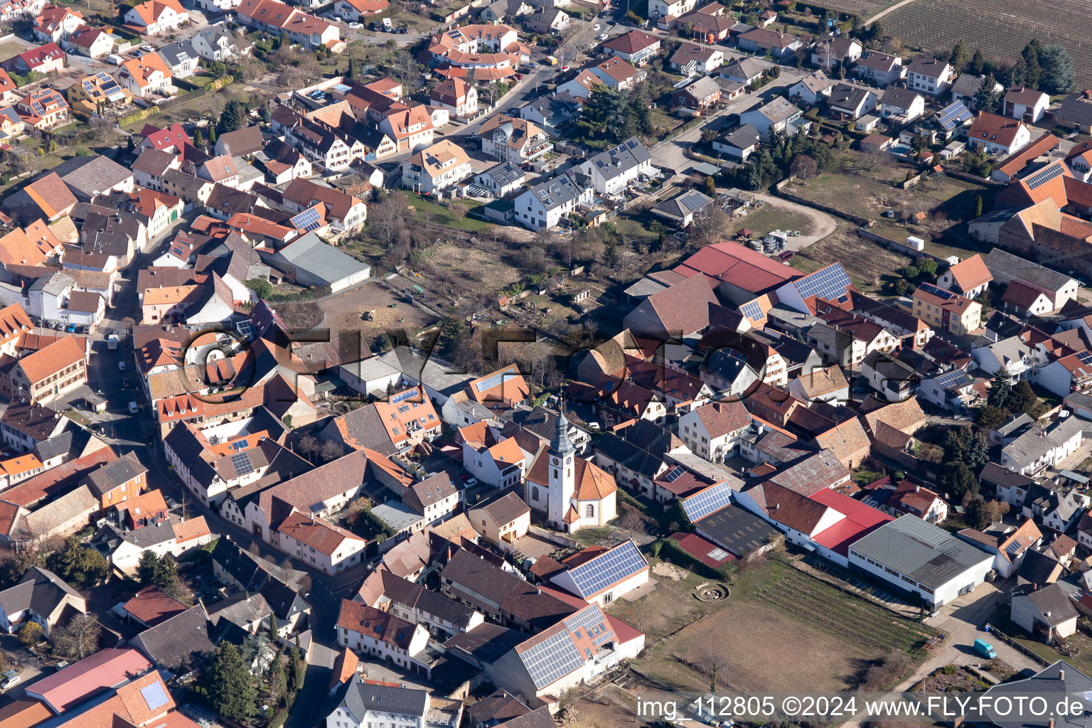 Bird's eye view of Gönnheim in the state Rhineland-Palatinate, Germany