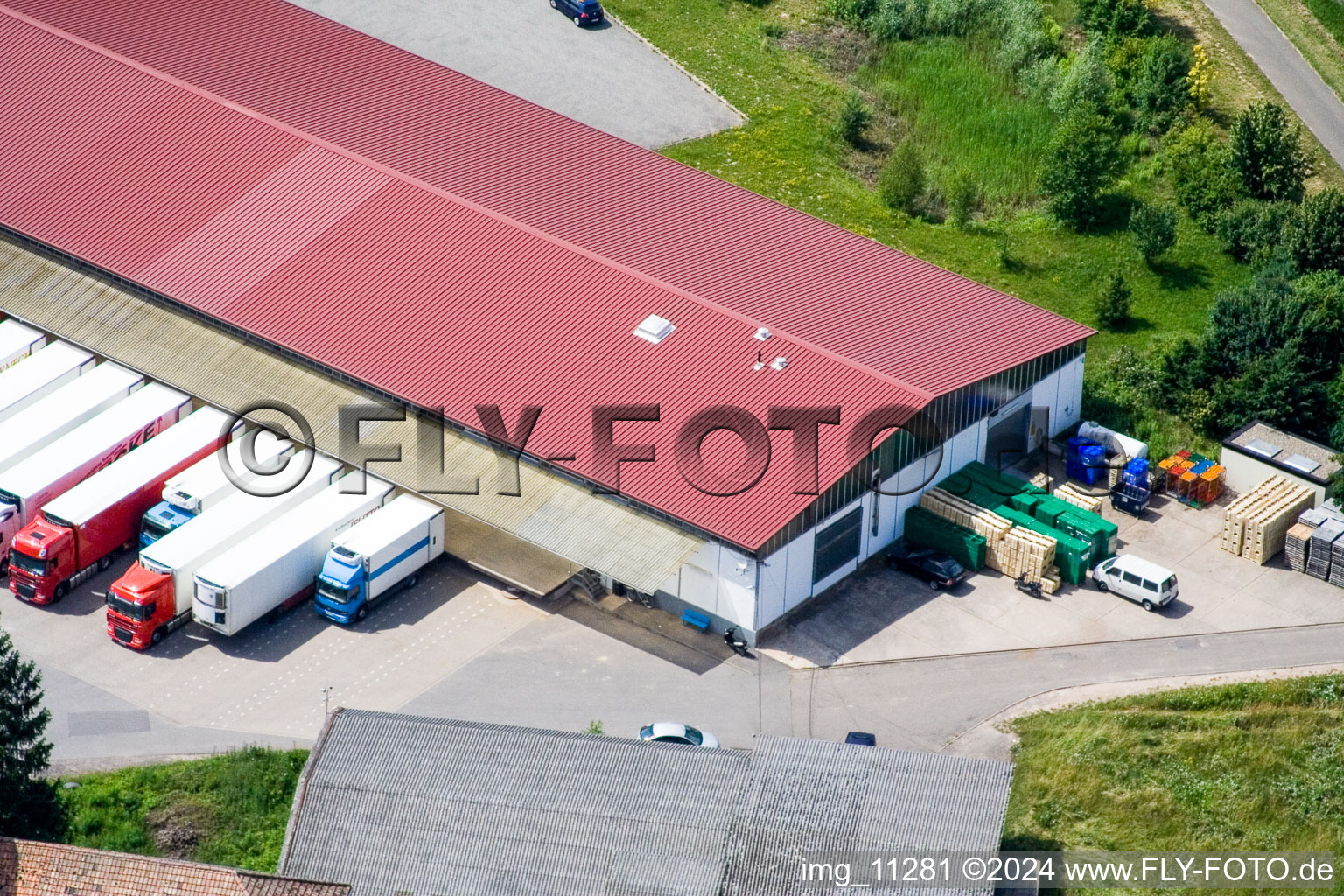 Aerial photograpy of Nuss forwarding company in the West business park in the district Herxheim in Herxheim bei Landau in the state Rhineland-Palatinate, Germany