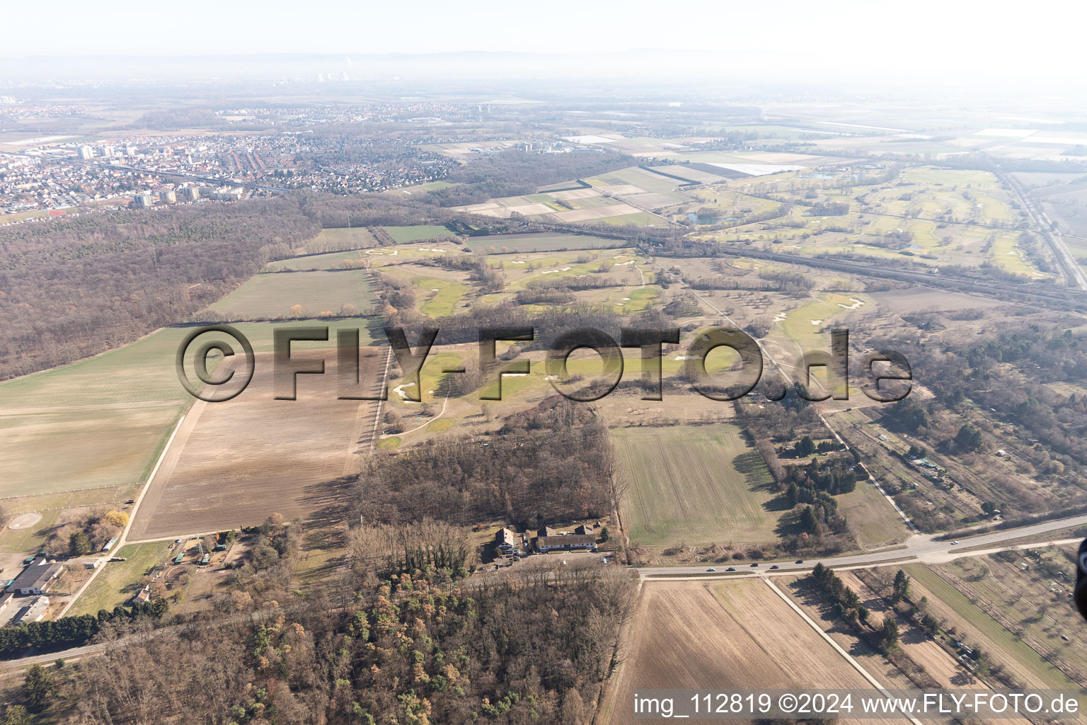 Aerial view of Kurpfalz Golf Course in Limburgerhof in the state Rhineland-Palatinate, Germany