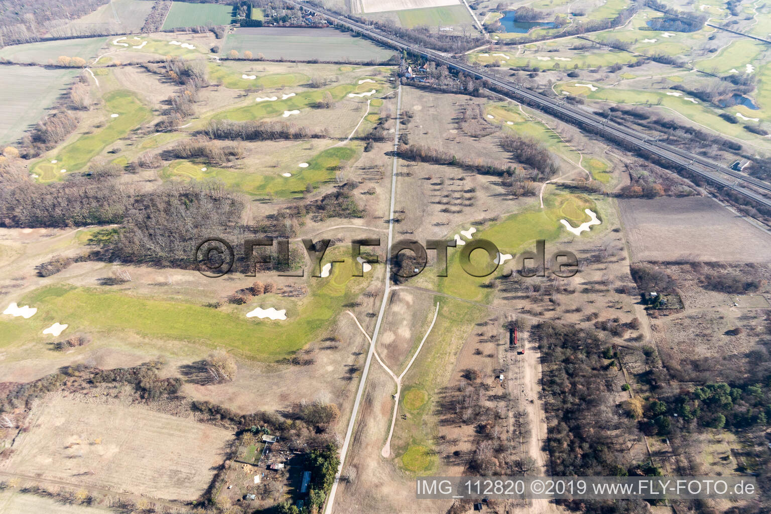 Aerial photograpy of Kurpfalz golf course in Limburgerhof in the state Rhineland-Palatinate, Germany