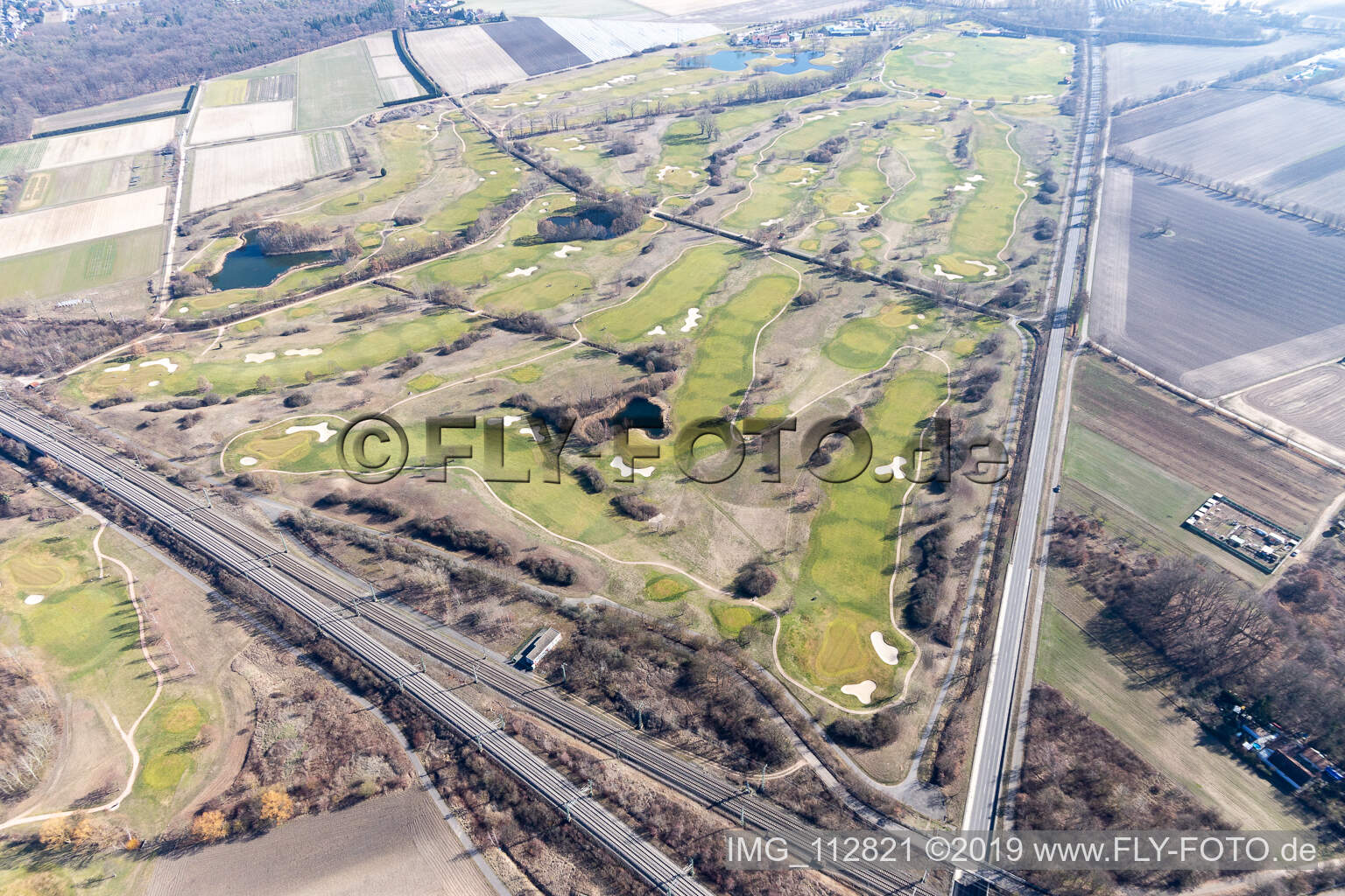 Grounds of the Golf course at Golfplatz Kurpfalz in Limburgerhof in the state Rhineland-Palatinate, Germany