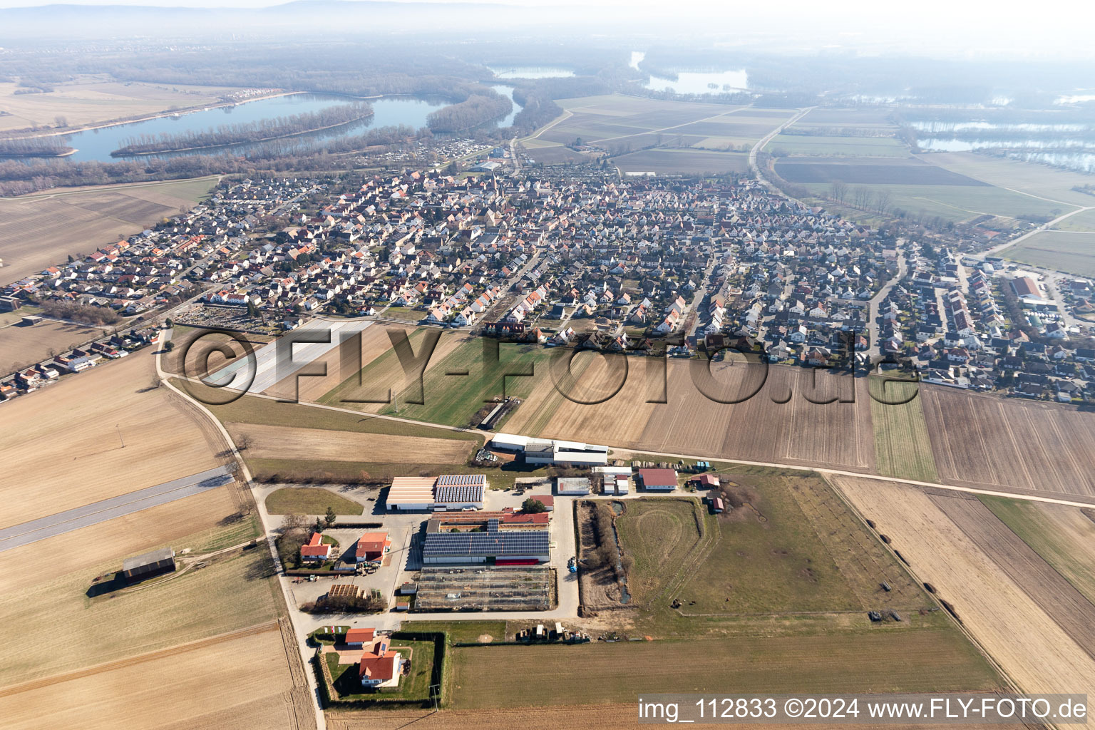 Otterstadt in the state Rhineland-Palatinate, Germany from a drone