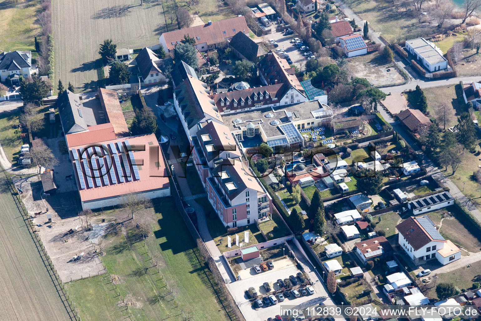 Aerial photograpy of Lindner Hotel & Spa Binshof in Speyer in the state Rhineland-Palatinate, Germany