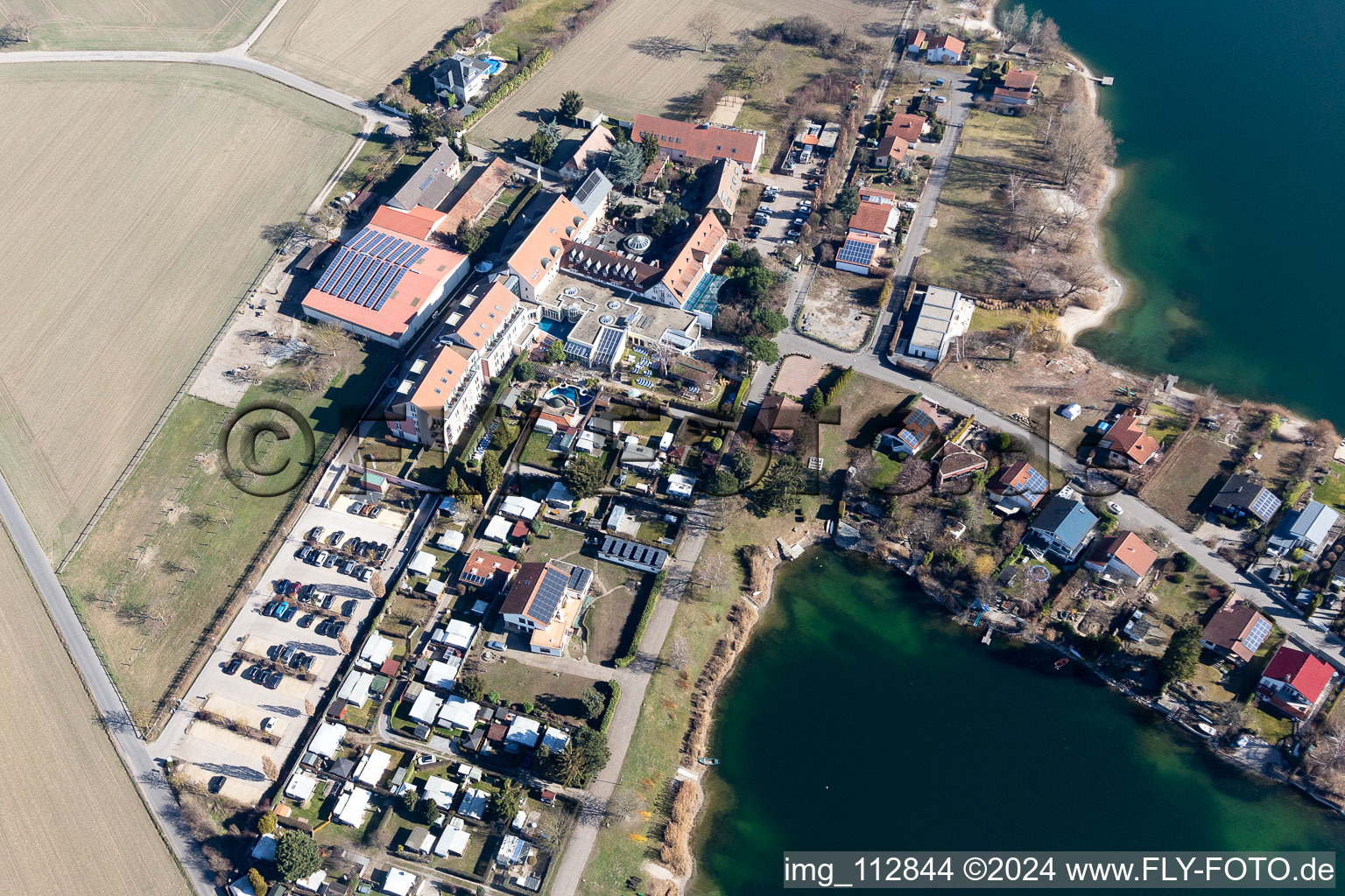 Aerial view of Complex of the hotel building Lindner Hotel & Spa Binshof in Speyer in the state Rhineland-Palatinate, Germany