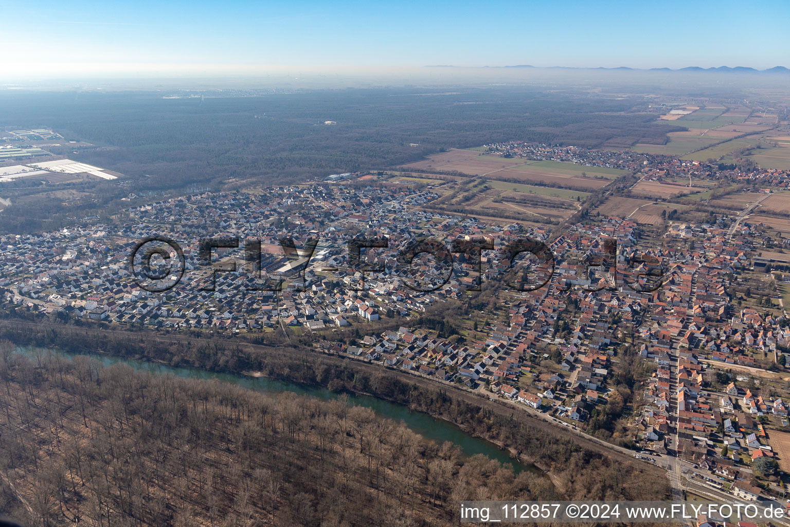 Drone image of Lingenfeld in the state Rhineland-Palatinate, Germany