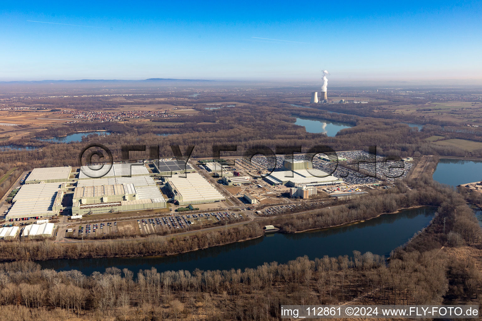 Aerial photograpy of Island Green in Germersheim in the state Rhineland-Palatinate, Germany