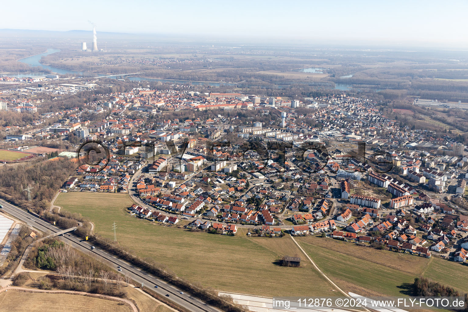 Drone image of Germersheim in the state Rhineland-Palatinate, Germany