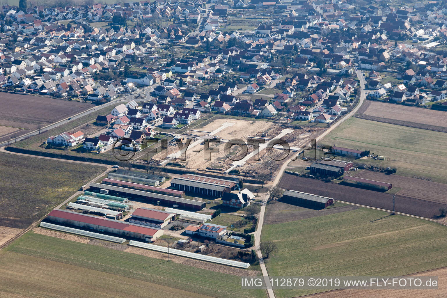 Hördt in the state Rhineland-Palatinate, Germany seen from above