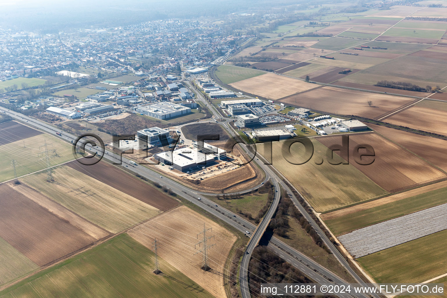 Industrial area north in Rülzheim in the state Rhineland-Palatinate, Germany