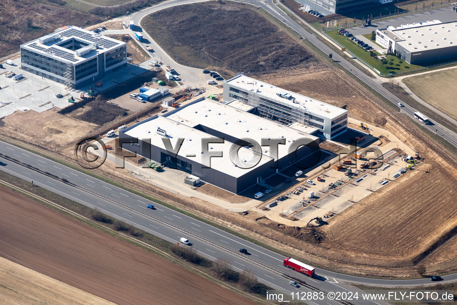 Aerial photograpy of North industrial area in Rülzheim in the state Rhineland-Palatinate, Germany