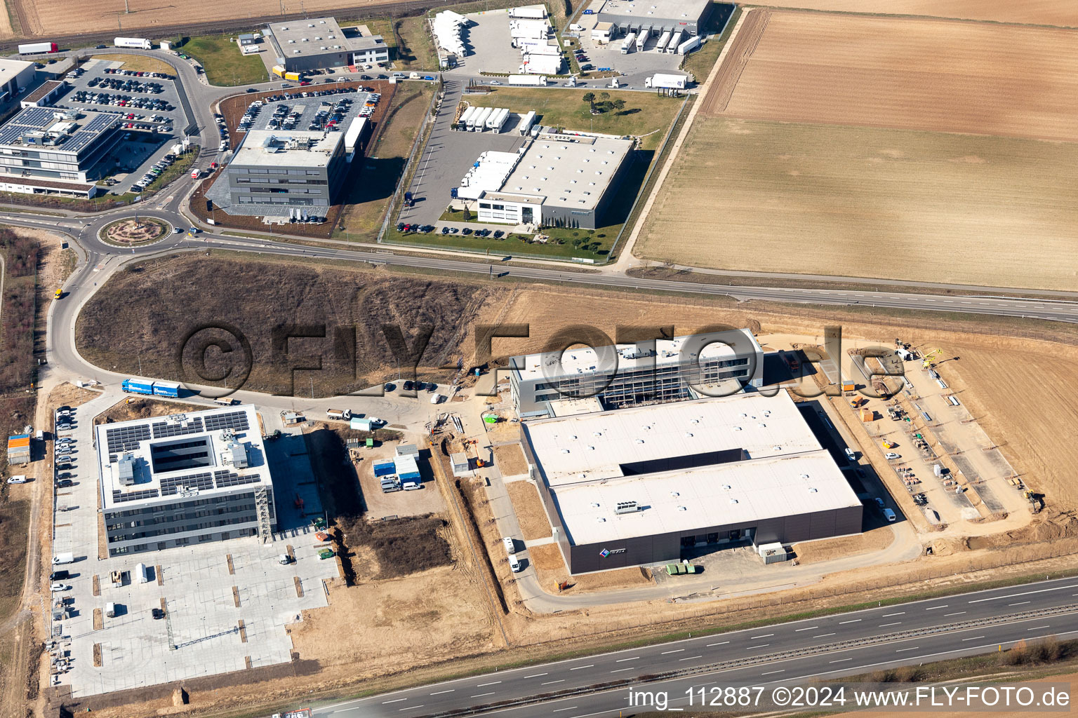 Industrial area north in Rülzheim in the state Rhineland-Palatinate, Germany out of the air