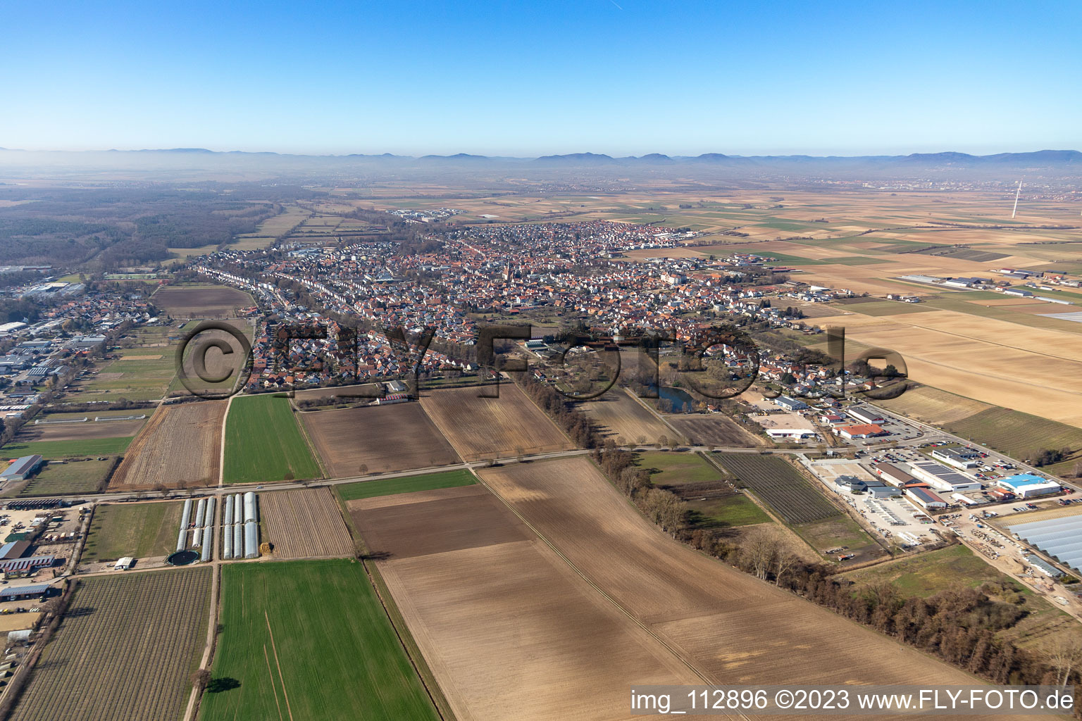 District Herxheim in Herxheim bei Landau in the state Rhineland-Palatinate, Germany seen from above