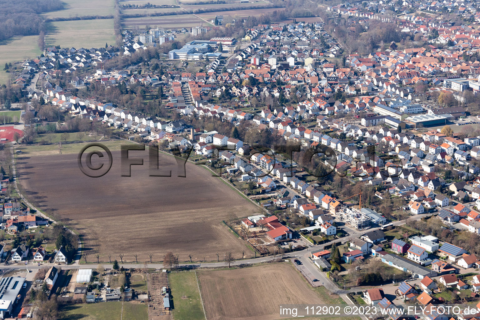 Bird's eye view of District Herxheim in Herxheim bei Landau in the state Rhineland-Palatinate, Germany