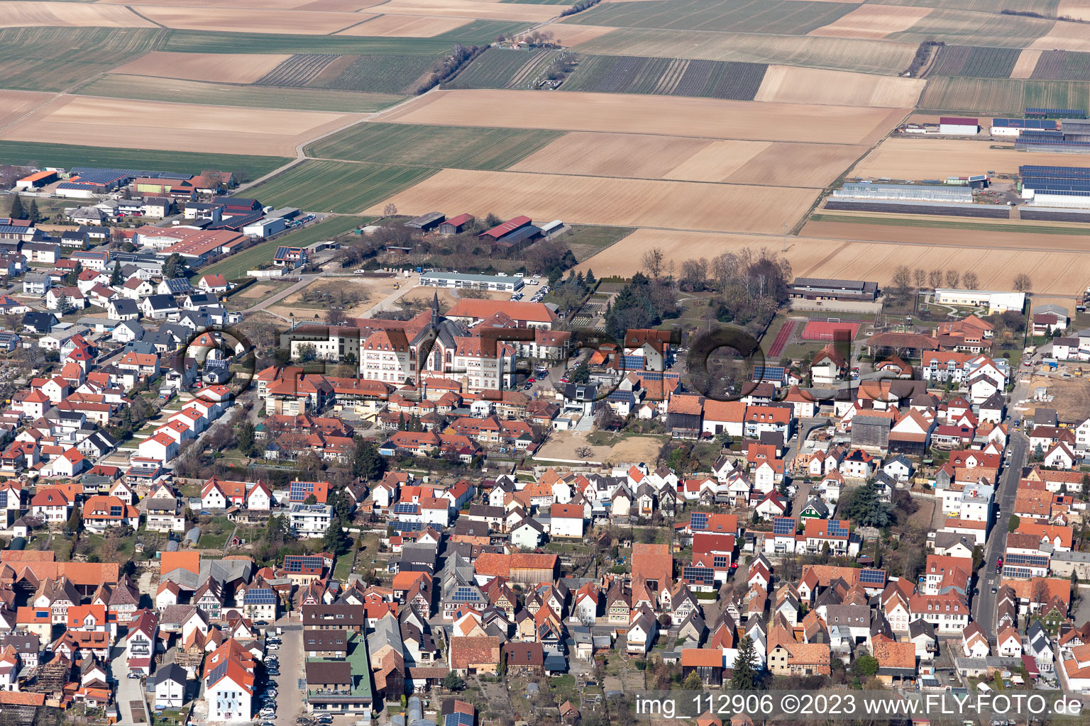 Drone image of District Herxheim in Herxheim bei Landau in the state Rhineland-Palatinate, Germany