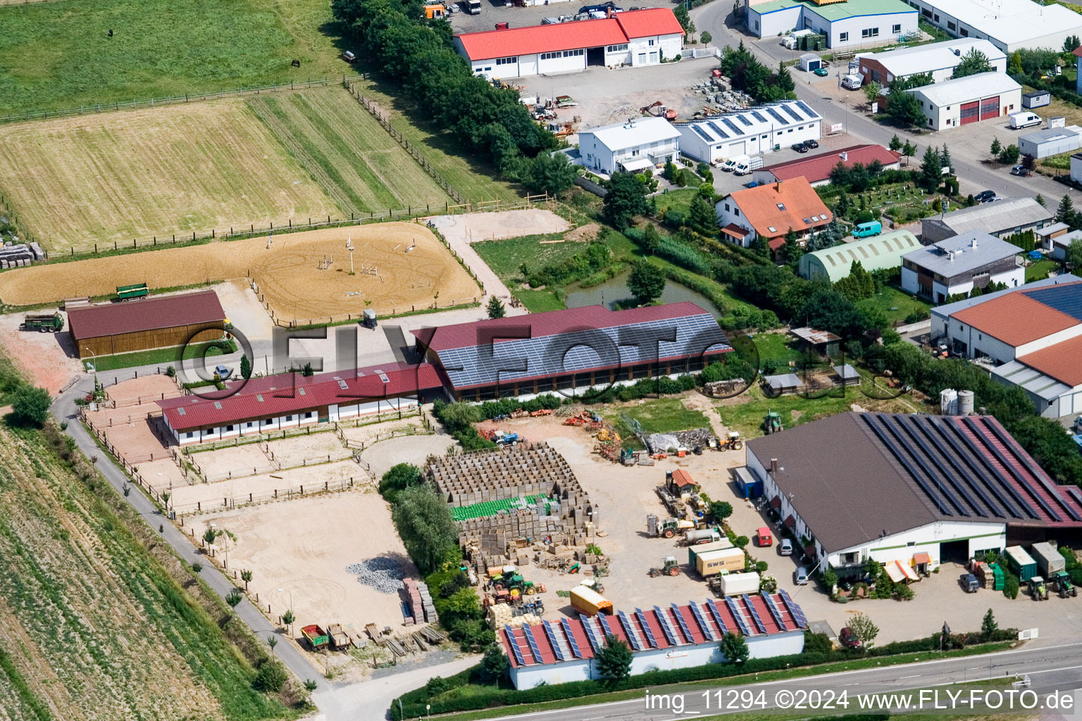 Aerial view of Industrial area O, Drei Eichen Hof in the district Herxheim in Herxheim bei Landau in the state Rhineland-Palatinate, Germany