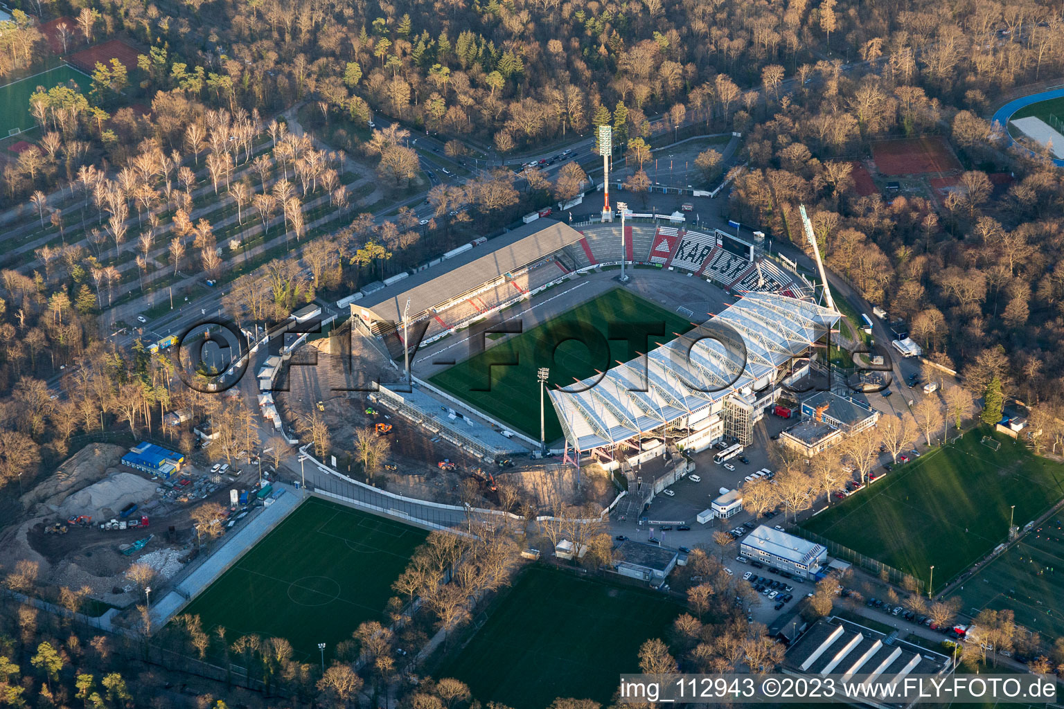 Extension and conversion site on the sports ground of the stadium "Wildparkstadion" of the KSC in Karlsruhe in the state Baden-Wurttemberg, Germany