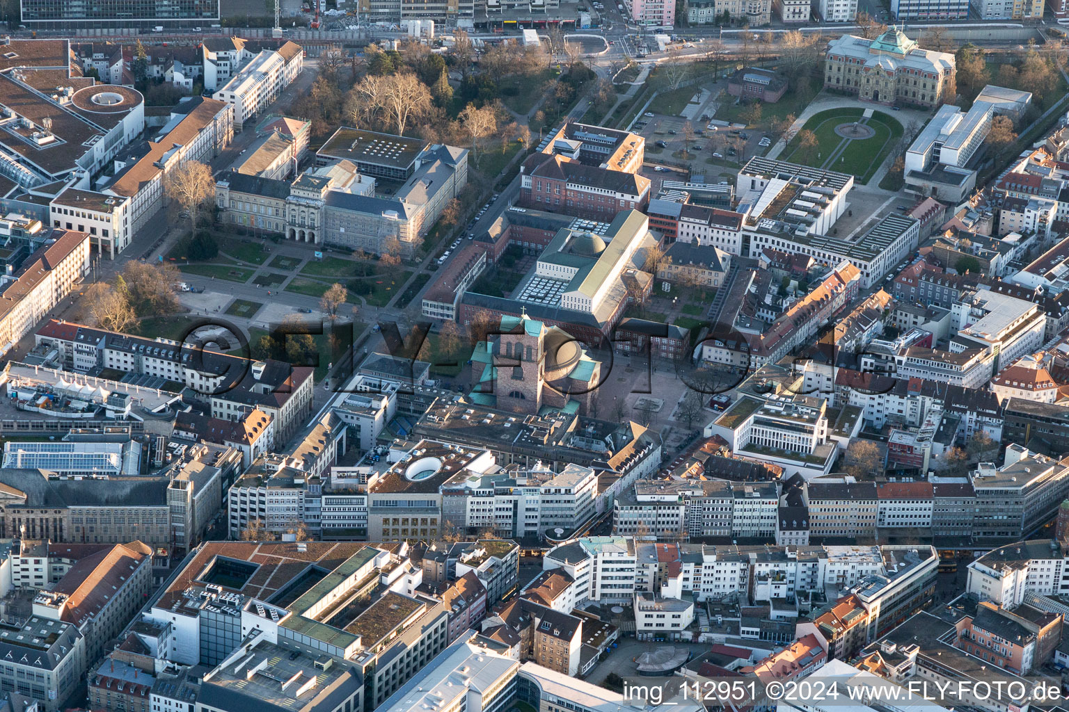 St. Stephan and Friedrichsplatz in the district Innenstadt-West in Karlsruhe in the state Baden-Wuerttemberg, Germany