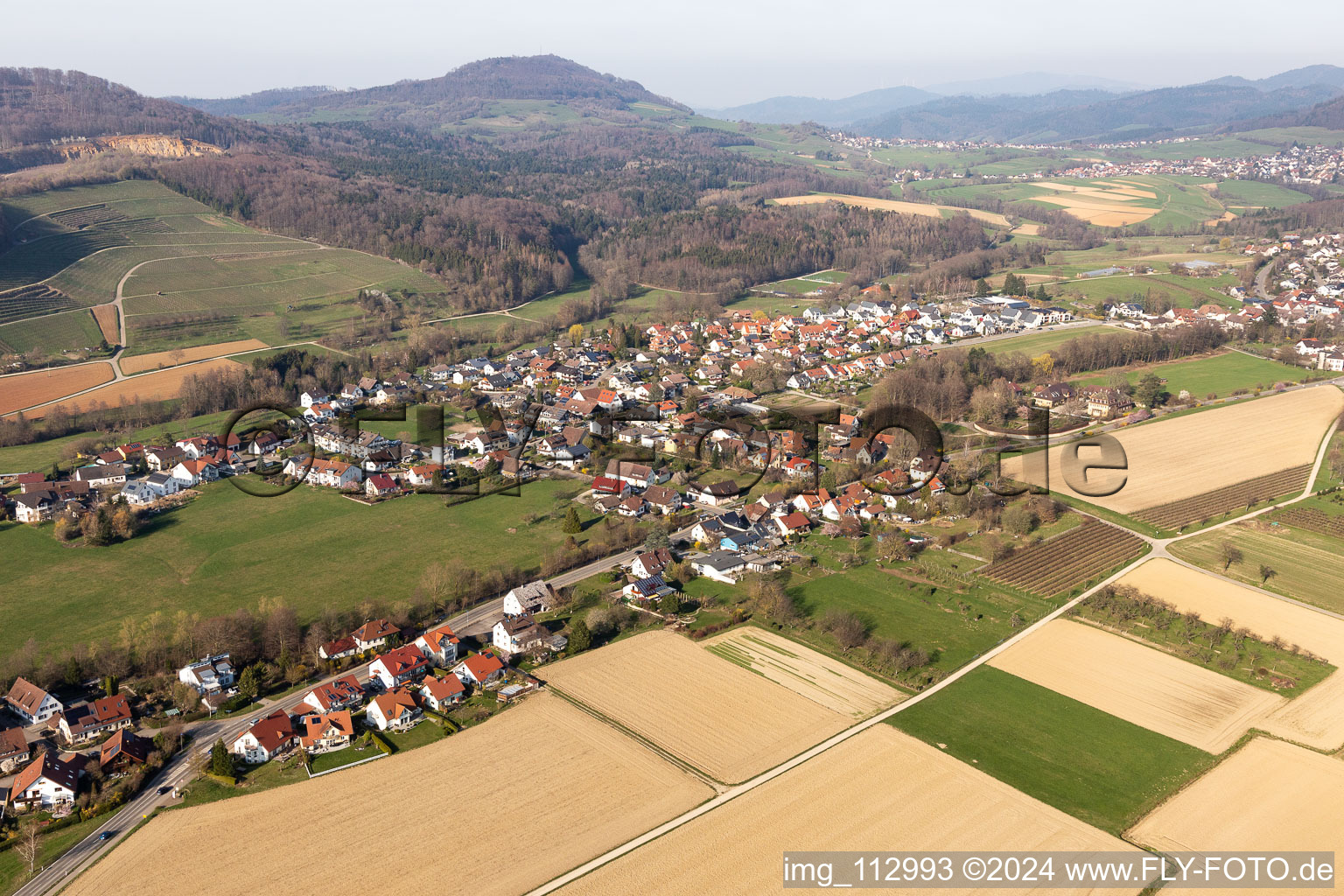 Aerial view of Bollschweil in the state Baden-Wuerttemberg, Germany