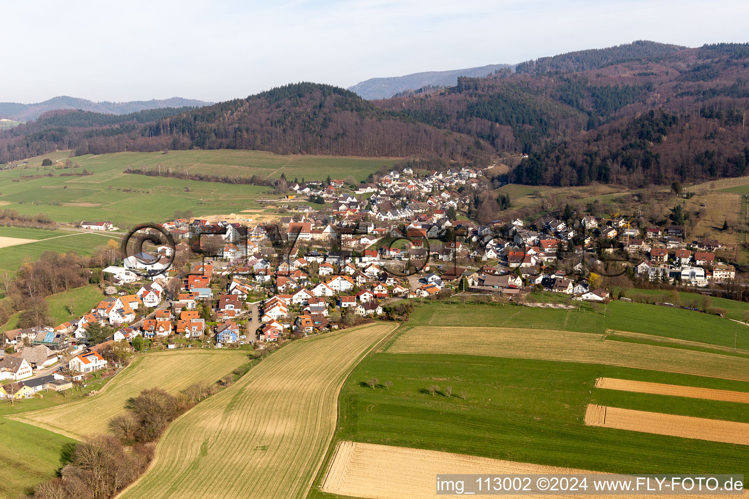 Village - view on the edge of the black-forest in Soelden in the state Baden-Wurttemberg, Germany