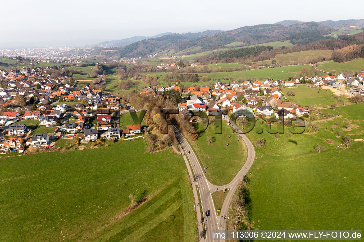 Aerial view of Wittnau in the state Baden-Wuerttemberg, Germany