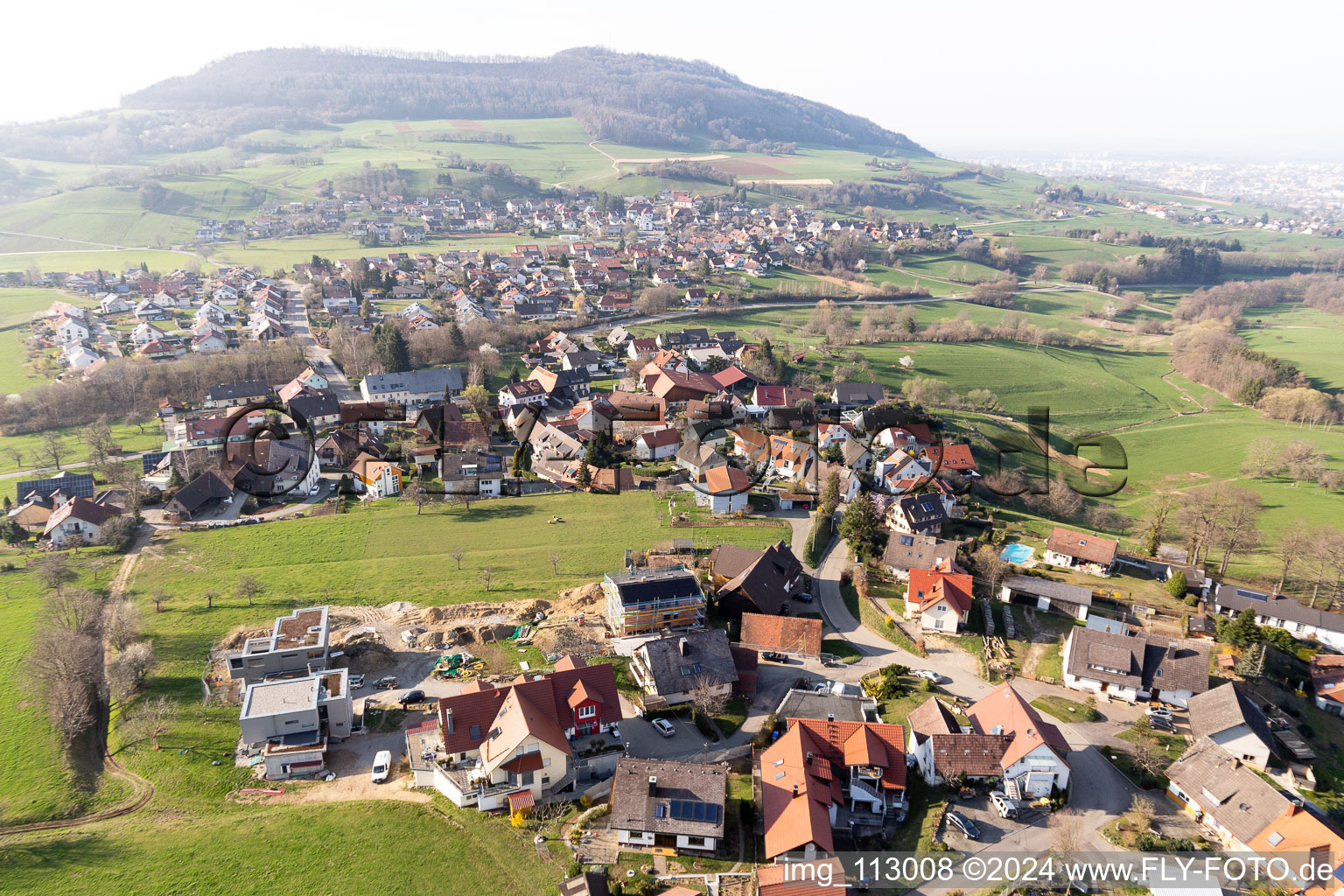 Oblique view of Wittnau in the state Baden-Wuerttemberg, Germany