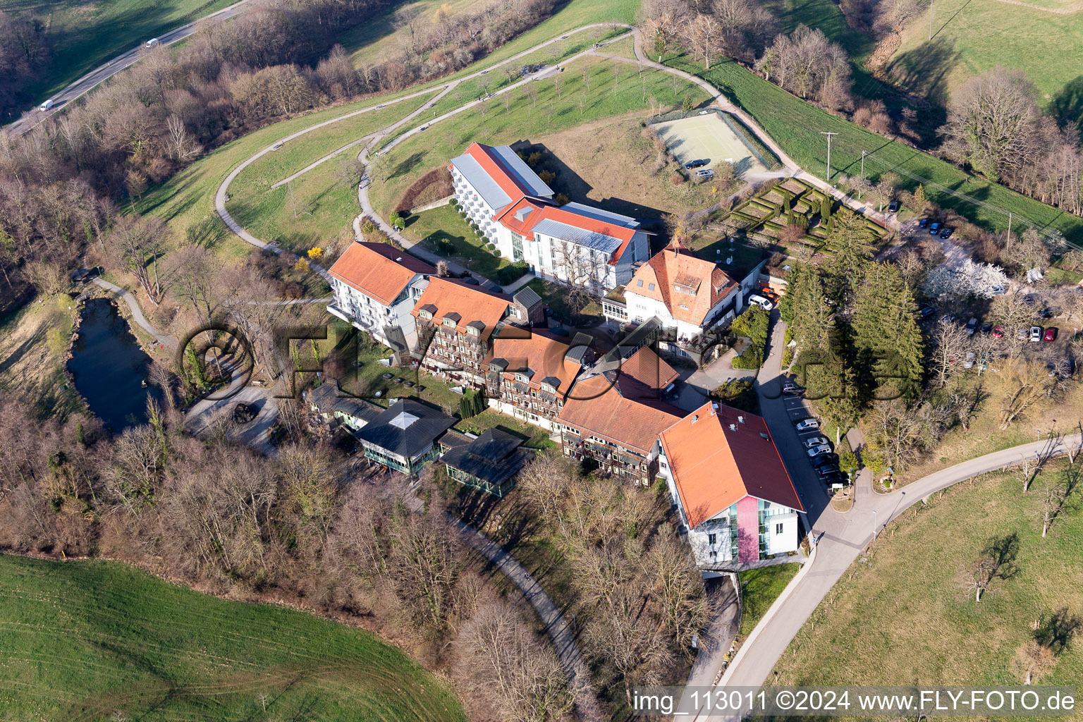 Aerial view of Cts Klinik Stockenhöfe in Wittnau in the state Baden-Wuerttemberg, Germany