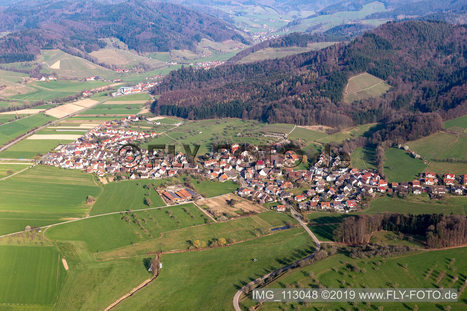 Aerial photograpy of Heuweiler in the state Baden-Wuerttemberg, Germany