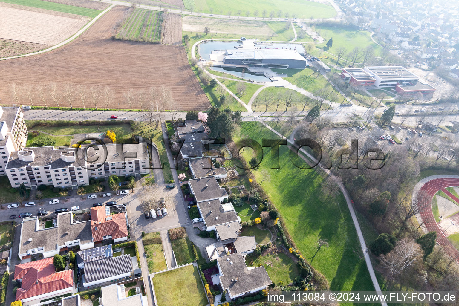 Aerial view of Frankenstr in Denzlingen in the state Baden-Wuerttemberg, Germany