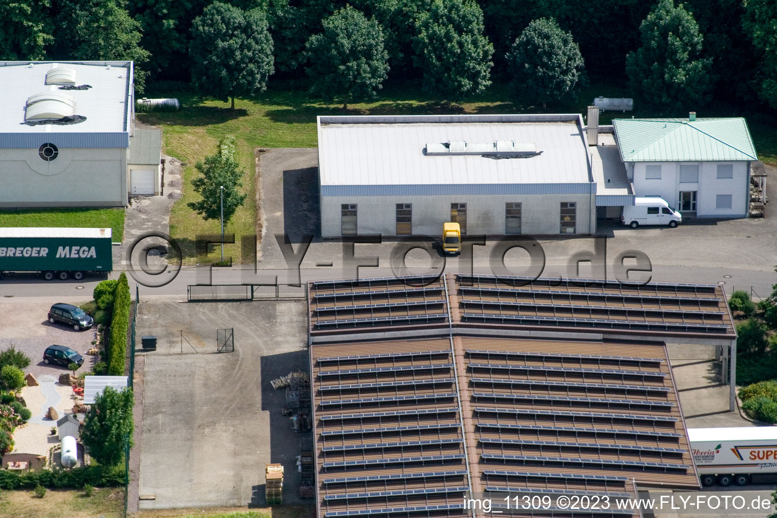 Aerial view of Gäxwald industrial area in the district Herxheim in Herxheim bei Landau/Pfalz in the state Rhineland-Palatinate, Germany