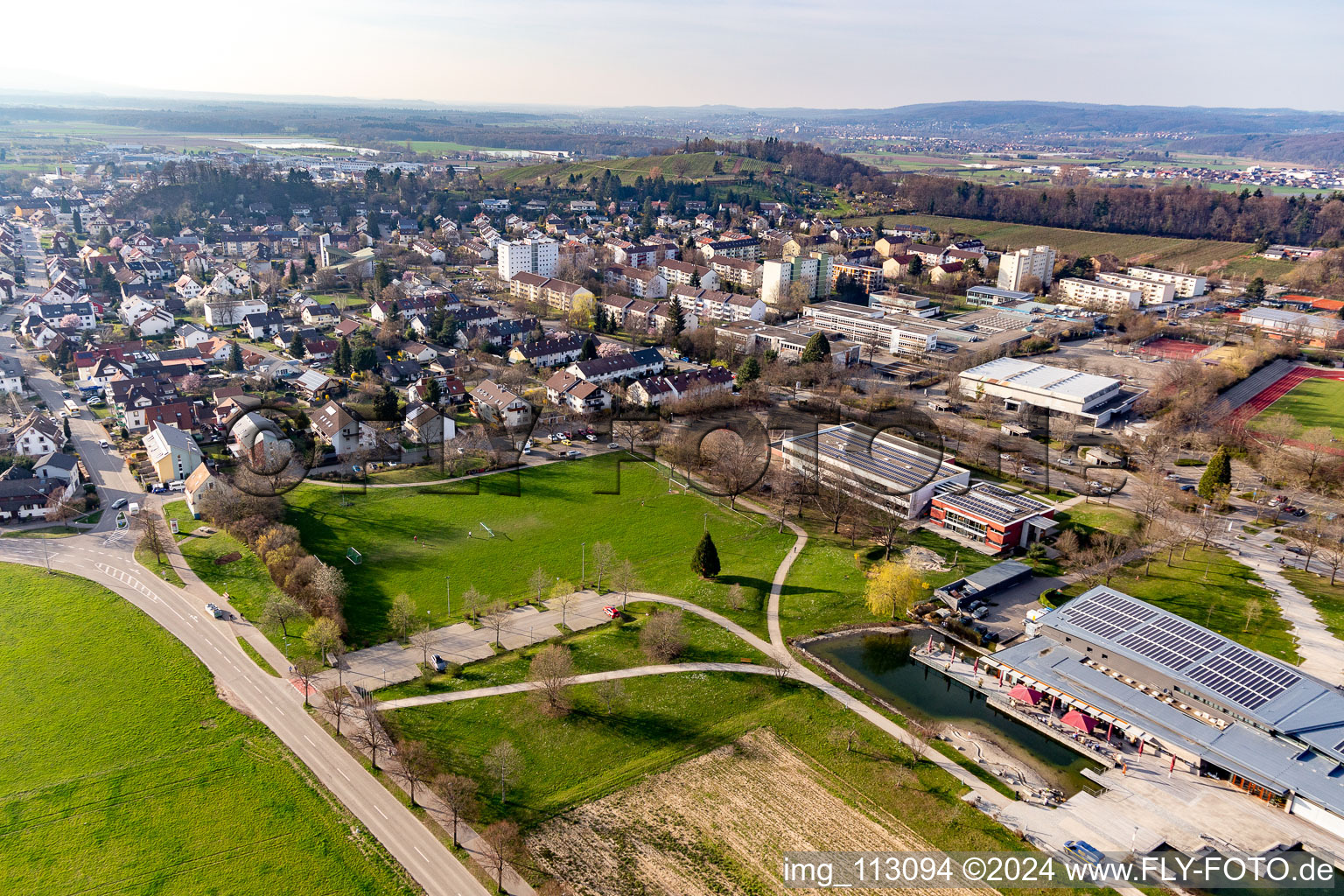 Denzlingen in the state Baden-Wuerttemberg, Germany from above