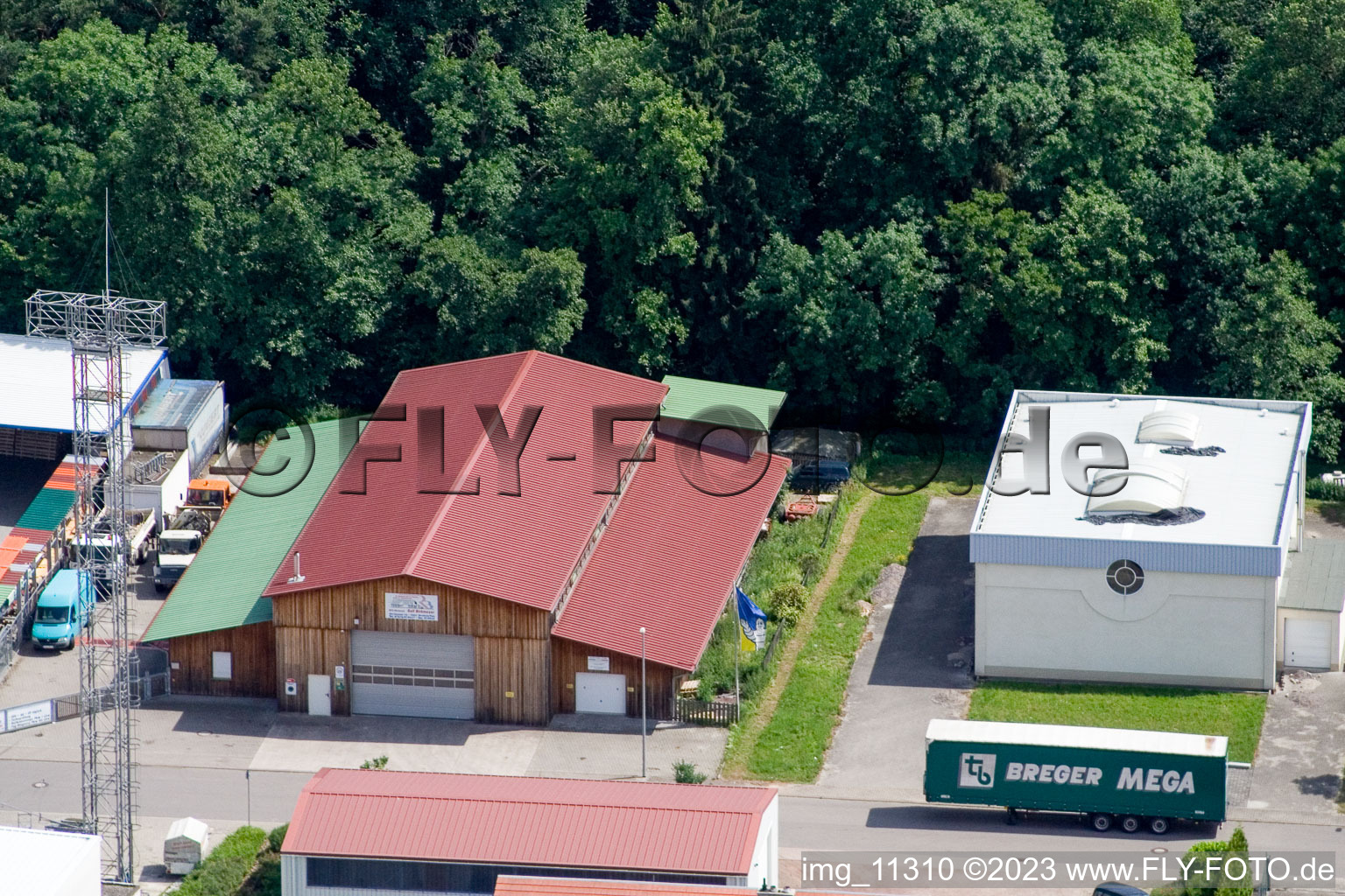 Aerial photograpy of Gäxwald industrial estate in the district Herxheim in Herxheim bei Landau in the state Rhineland-Palatinate, Germany