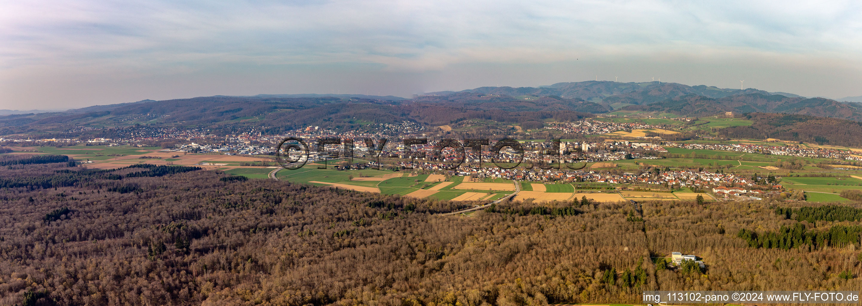 City area with outside districts and inner city area in Emmendingen in the state Baden-Wurttemberg, Germany