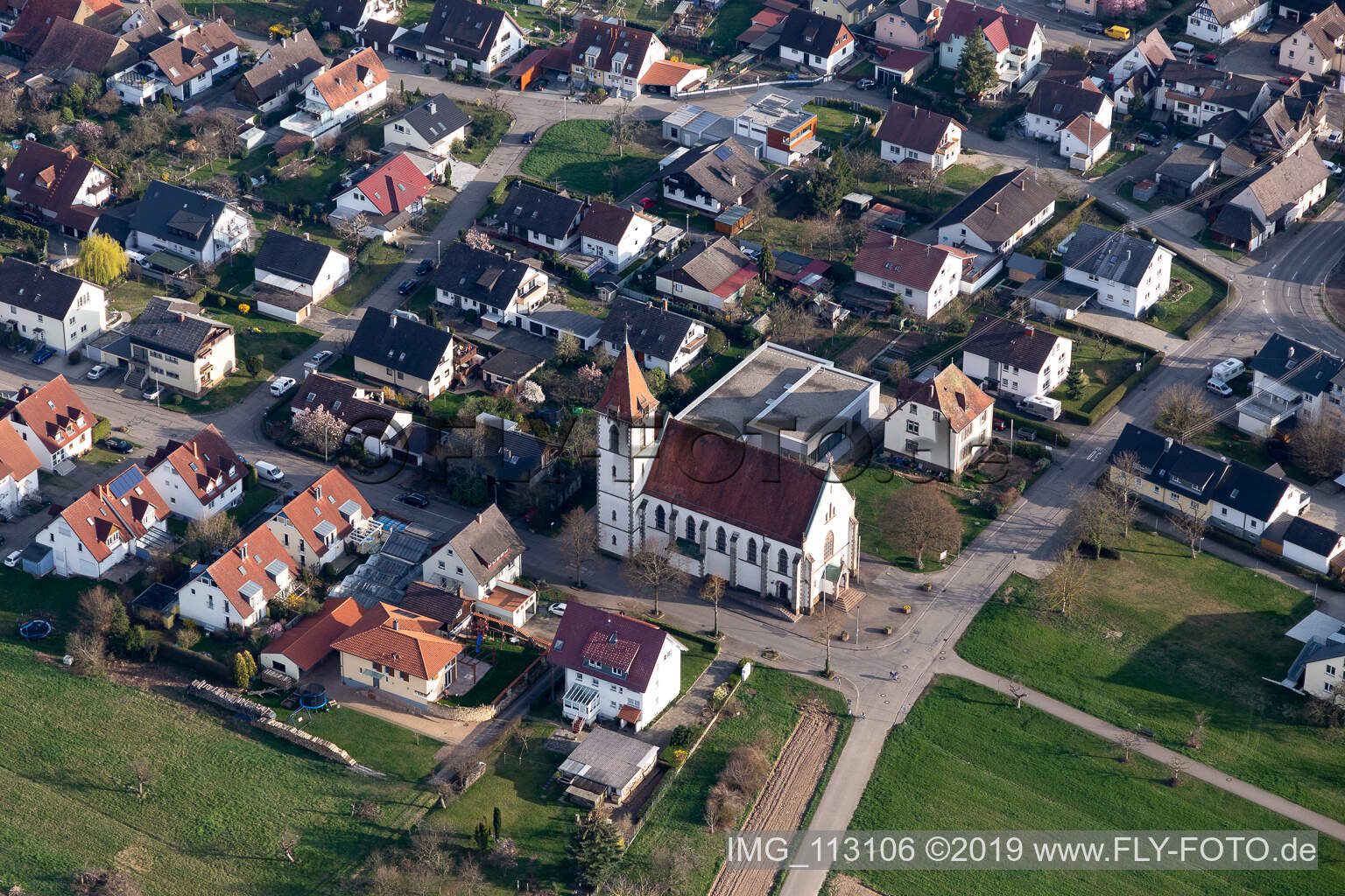 Aerial photograpy of Reute in the state Baden-Wuerttemberg, Germany