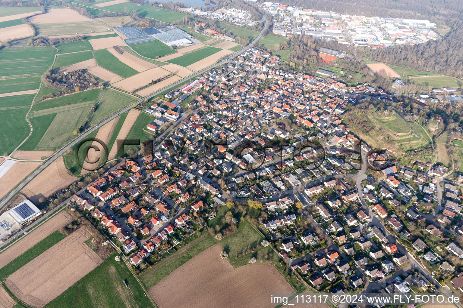 Aerial view of Nimburg in Teningen in the state Baden-Wuerttemberg, Germany