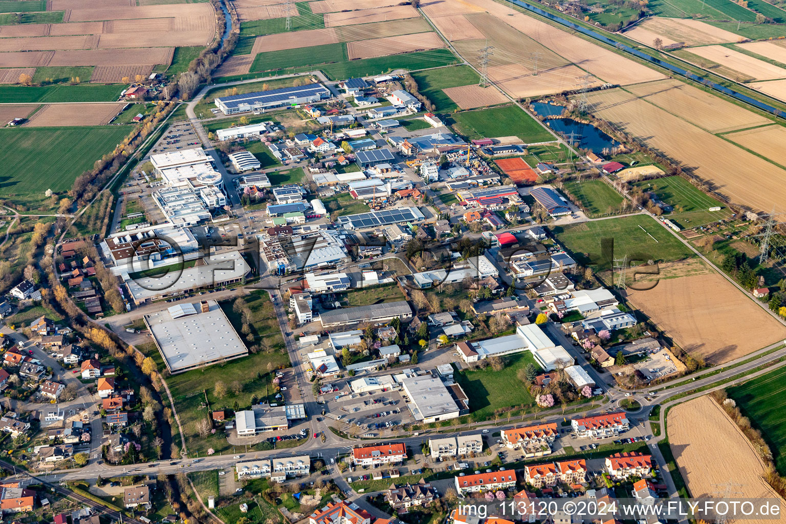 Commercial area in Bahlingen am Kaiserstuhl in the state Baden-Wuerttemberg, Germany